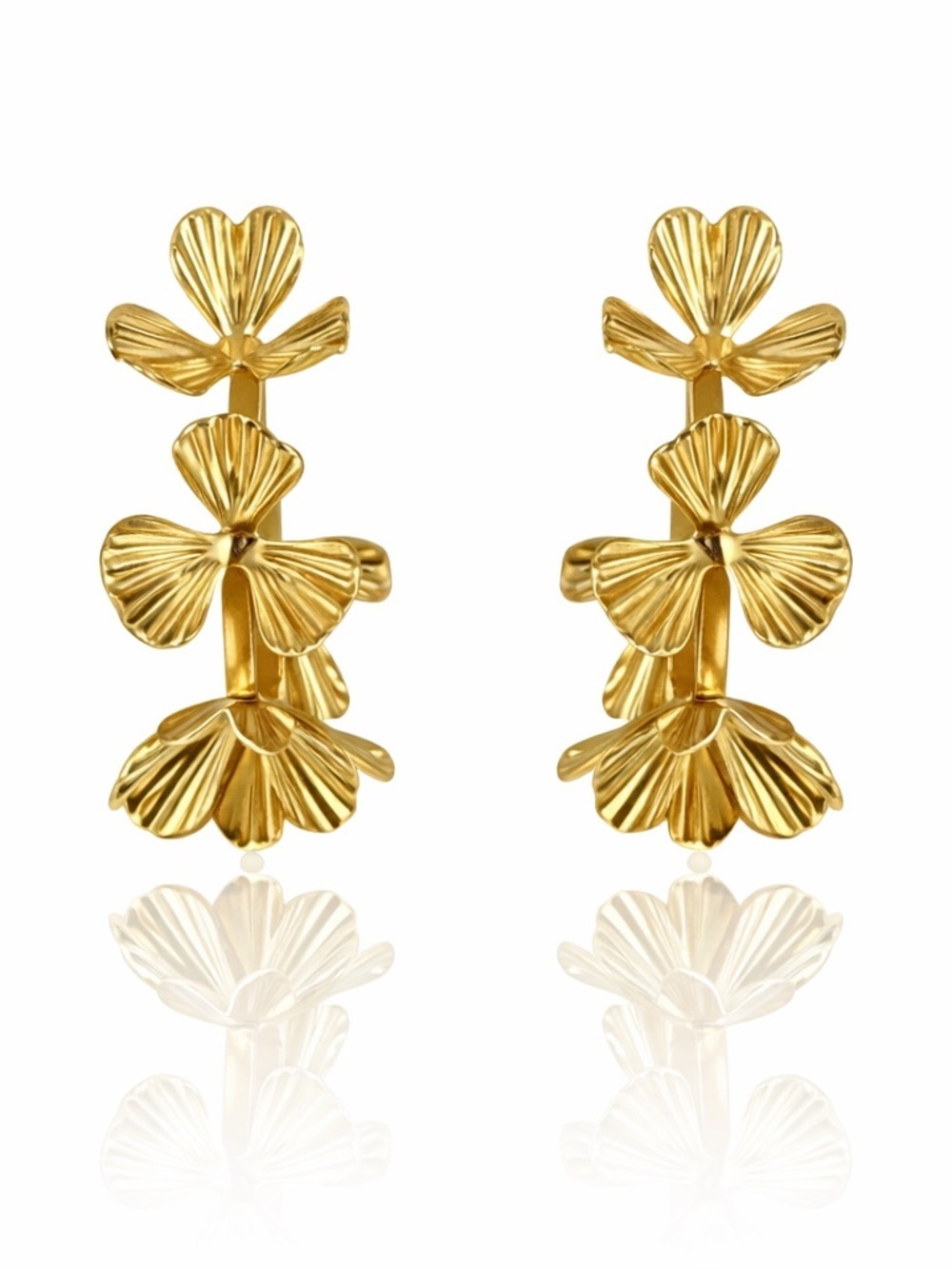 Gold Floral Drop Earrings